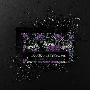 Skulls and Purple Roses   Gothic Glam Branding Business Card