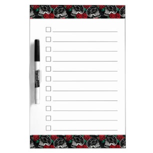 Skulls and Red Roses Modern Gothic Checklist Dry Erase Board
