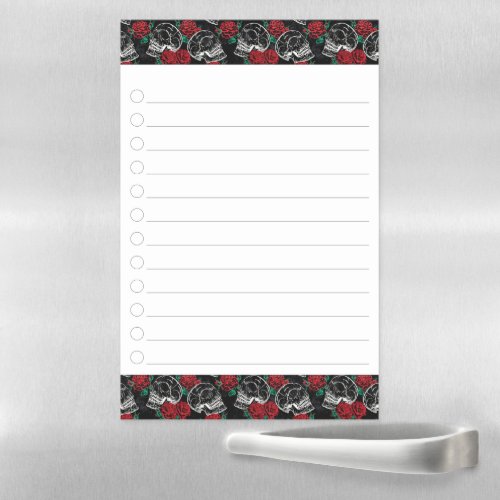 Skulls and Red Roses  Modern Gothic Checklist Magnetic Dry Erase Sheet