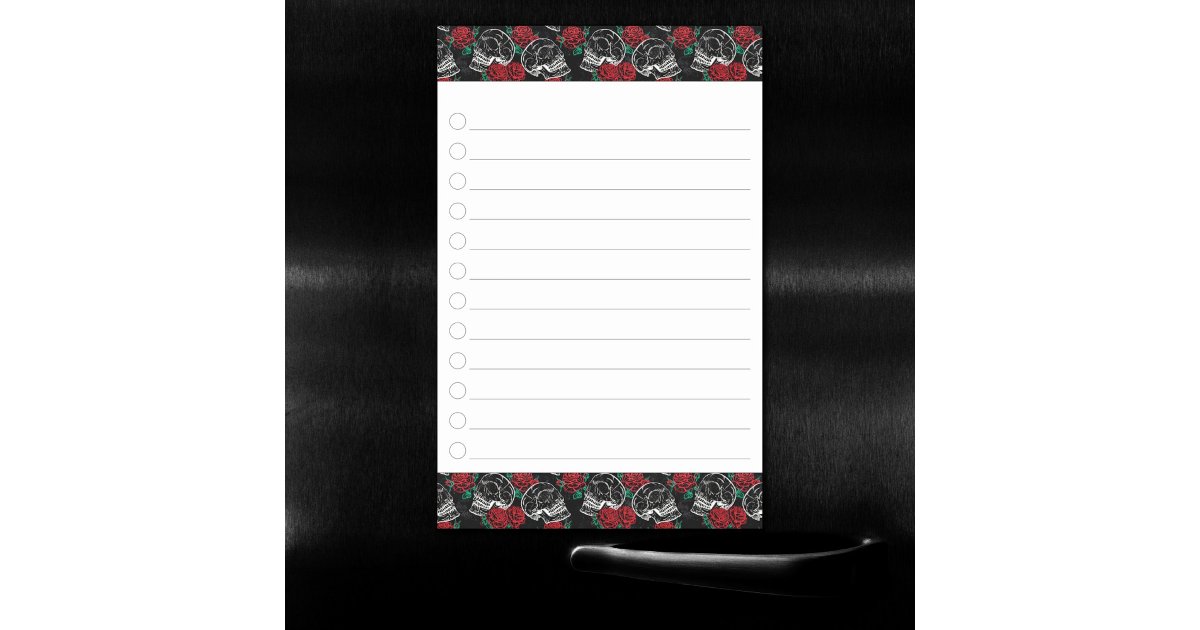 Skulls and Red Roses | Modern Gothic Checklist Magnetic Dry Erase Sheet ...