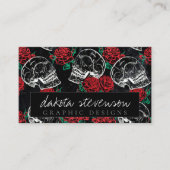 Skulls and Red Roses | Modern Gothic Glam Branding Business Card (Front)
