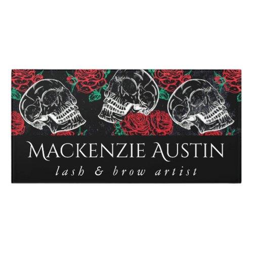 Skulls and Red Roses  Modern Gothic Glam Branding Door Sign
