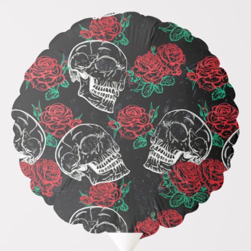 Skulls and Red Roses  Modern Gothic Glam Grunge Balloon