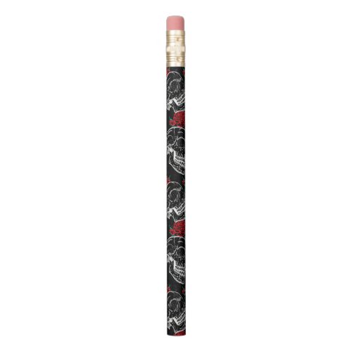 Skulls and Red Roses  Modern Gothic Glam Grunge Pencil
