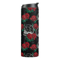 Skull Red Roses Stainless Steel 20oz Tumbler Travel Mug, Gothic