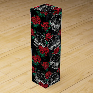 Skulls and Red Roses Modern Gothic Glam Grunge Wine Box