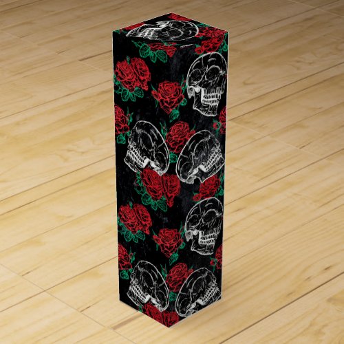Skulls and Red Roses  Modern Gothic Glam Grunge Wine Box