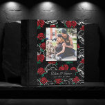 Skulls and Red Roses | Modern Gothic Photo Album 3 Ring Binder<br><div class="desc">#abstractart Funky 90s gothic grunge in a seamless pattern of chalk sugar skulls accented with muted red roses on a crushed velvet chalkboard texture background inspired by Halloween and Mexican Day of the Dead (dia de los muertos). The modern contemporary mixed medium design adds the perfect pop of color and...</div>