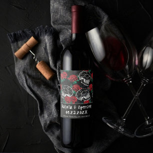 Skulls and Red Roses   Modern Gothic Thank You Wine Label