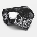 Skulls And Roses Black Halloween Neck Tie