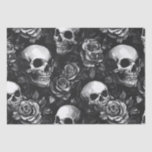 Skulls And Roses Black Halloween Tissue Paper