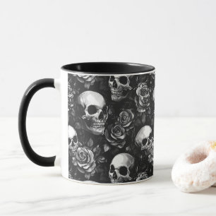 Skulls And Roses Black Mug