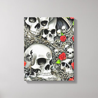 Skulls and Roses Canvas Print