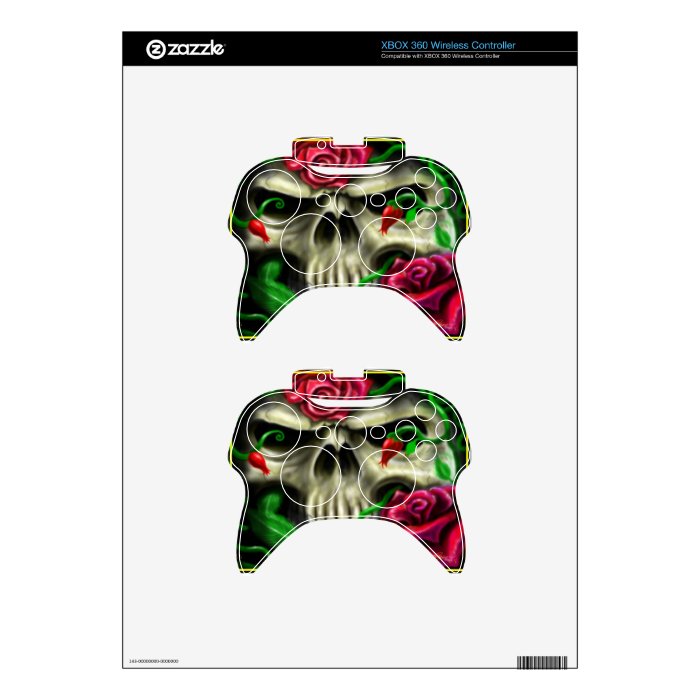 Skulls and Roses Custom Airbrush Original Artist Xbox 360 Controller Skins