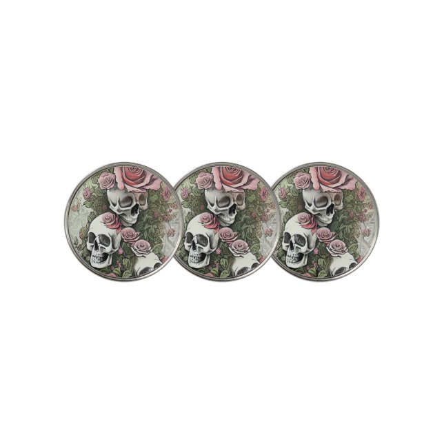 Skulls and Roses Golf Ball Marker (3 Up)
