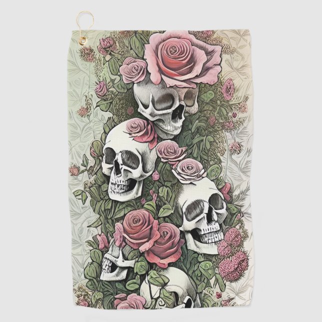 Skulls and Roses Golf Towel (Front)
