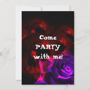 Skulls and Roses Gothic Birthday Invitation