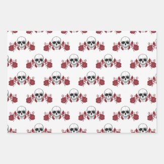 Skulls and Roses Gothic Wrapping Paper