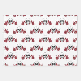 Skulls and Roses Gothic Wrapping Paper