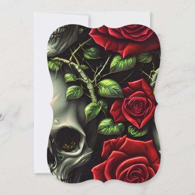 Skulls and Roses in the Style of Graphic Planner Note Card (Front)