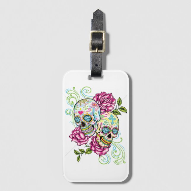 Skulls and Roses Luggage Tag (Front Vertical)