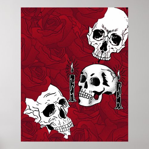 Skulls and roses poster