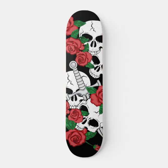 Skulls and Roses Skateboard Deck | Zazzle
