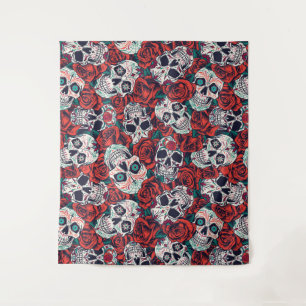 Skulls and Roses Tapestry