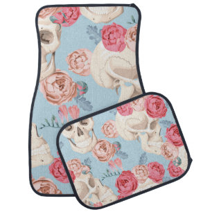 Skulls and Roses Vintage Pattern Car Floor Mat