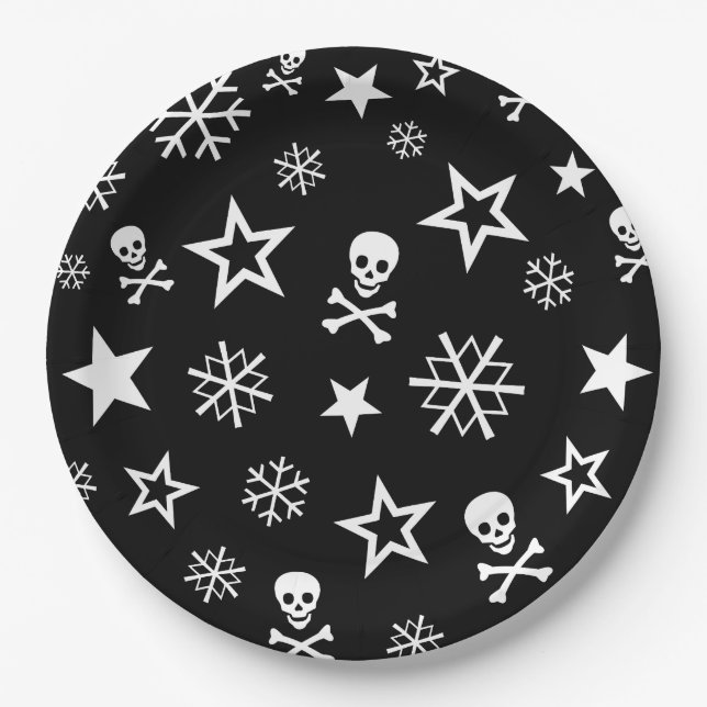 Skulls and Snowflakes Paper Plates (Front)