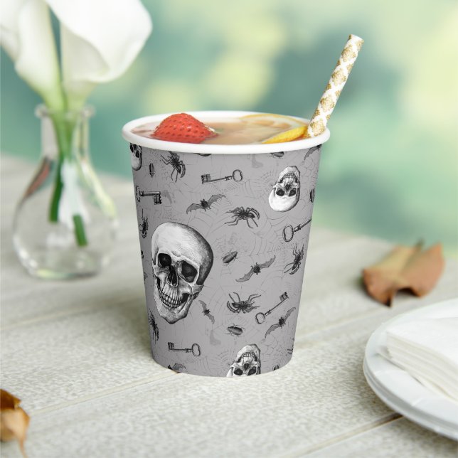 Skulls and Spiders Halloween Paper Cups (Insitu)