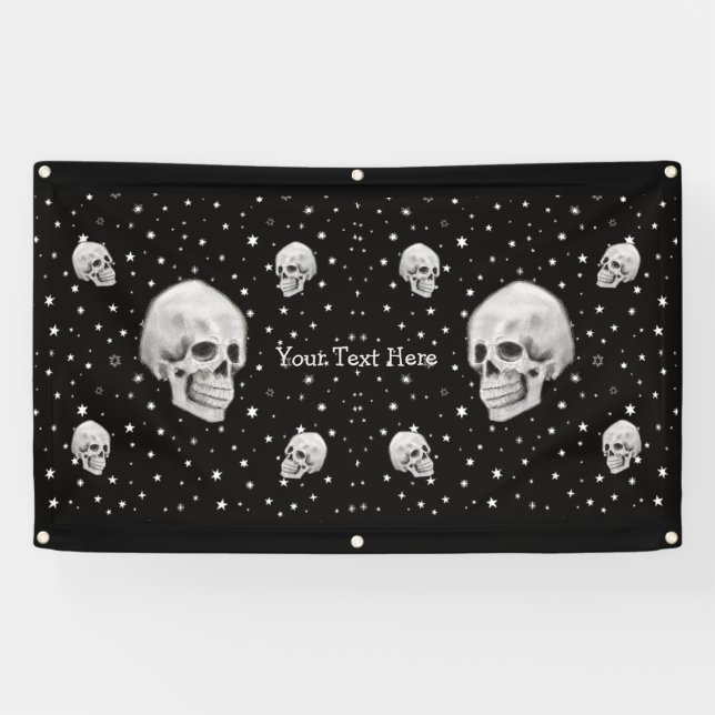 Skulls and Stars Trendy Gothic Art Banner (Horizontal)