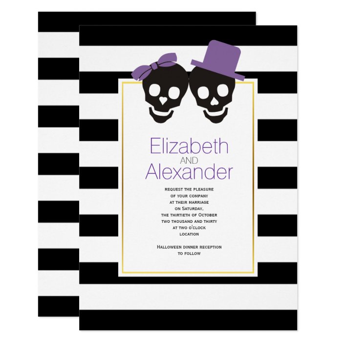 Purple Web Photo Halloween Wedding Invitation Halloween Wedding Invitations