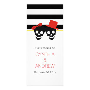 Skulls and stripes red Halloween wedding program