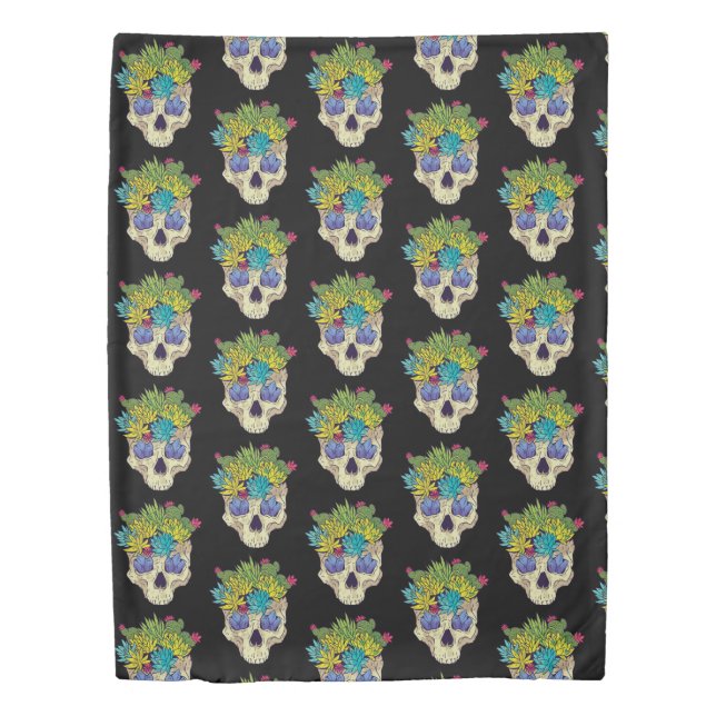 Skulls and Succulents Duvet Cover (Front)