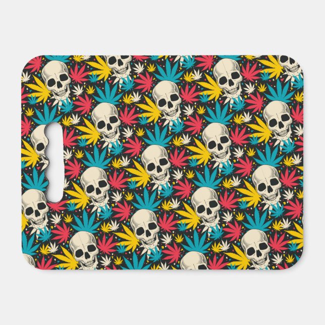 Skulls and Weeds Colorful Seat Cushion (Front Horizontal)