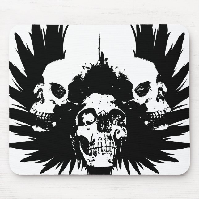 Skulls and Wing - Black Mouse Pad (Front)