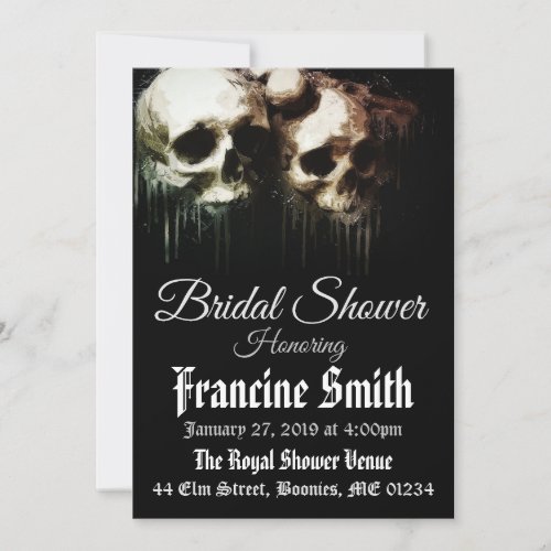Skulls Artistic Gothic Bridal Shower Invitation
