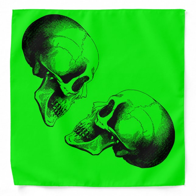 Skulls Bandana,Green Bandana (Front)