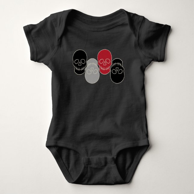 Skulls - Bat Black and Bone White Baby Bodysuit (Front)