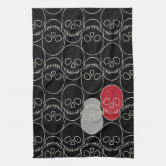 Dark Black Hot Pink Goth Skulls Kitchen Towel, Zazzle