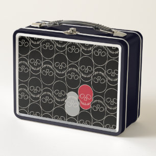 Skulls - Bat Black and Bone White Metal Lunch Box