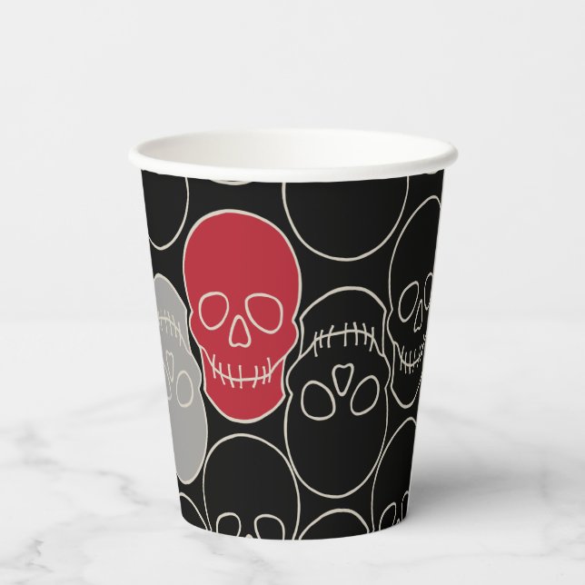Skulls - Bat Black and Bone White Paper Cups (Back)