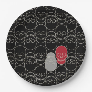 Skulls - Bat Black and Bone White Paper Plates
