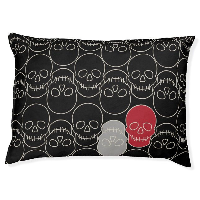 Skulls - Bat Black and Bone White Pet Bed (Front)