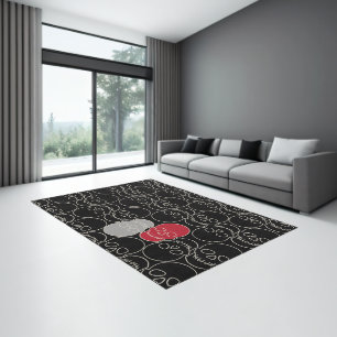 Skulls - Bat Black and Bone White Rug