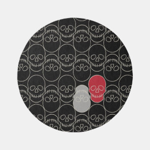 Skulls - Bat Black and Bone White Rug