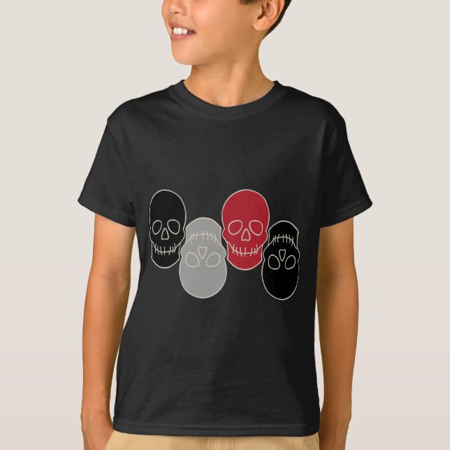 Skulls - Bat Black and Bone White T-Shirt (Front)