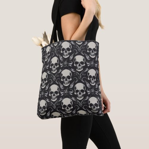 Skulls Black and Grey Tote Bag