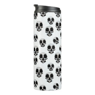 Skulls Black And White Pattern thermal tumbler